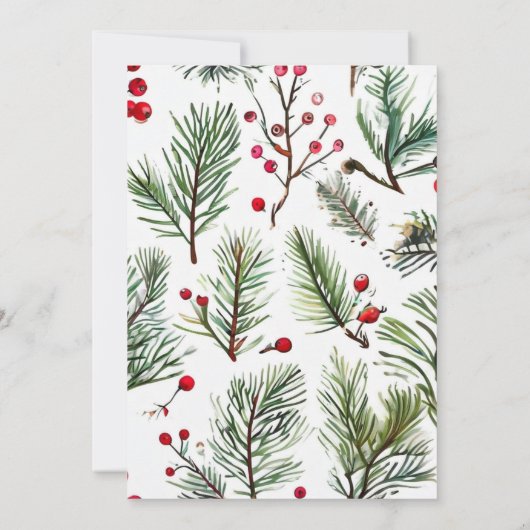 Pine and Berries Rustic Holiday Greetings Kaart (Achterkant)