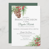 Pine and Berries Winter Bridal Luncheon Kaart (Voorkant / Achterkant)