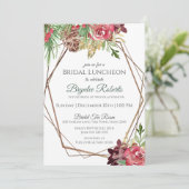Pine and Berries Winter Floral Bridal Luncheon Inv Kaart (Staand voorkant)