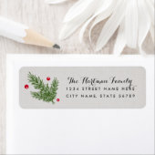Pine and Holly Berries Return Address Labels (Insitu)