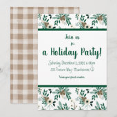Pine and Holly Holiday Party Kaart (Voorkant / Achterkant)
