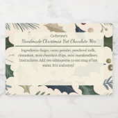 Pine and Holly Leaves Christmas Hot Chocolate Mix  Voedselcontainer Etiket (Enkel label)