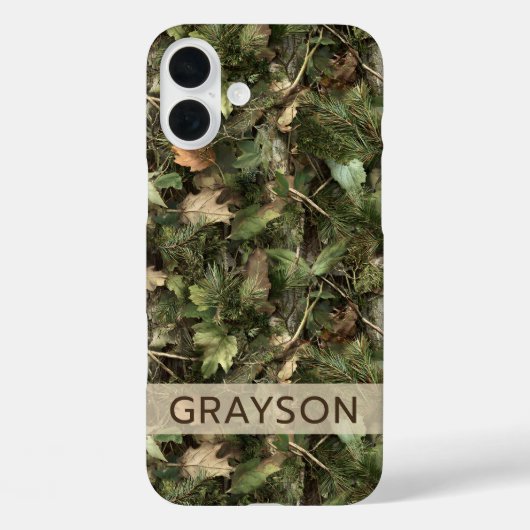 Pine and Leaves Camouflage Personalized Case-Mate iPhone Case (Achterkant)
