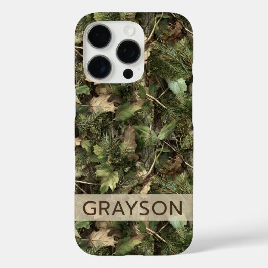 Pine and Leaves Camouflage Personalized Case-Mate iPhone Case (Achterkant)