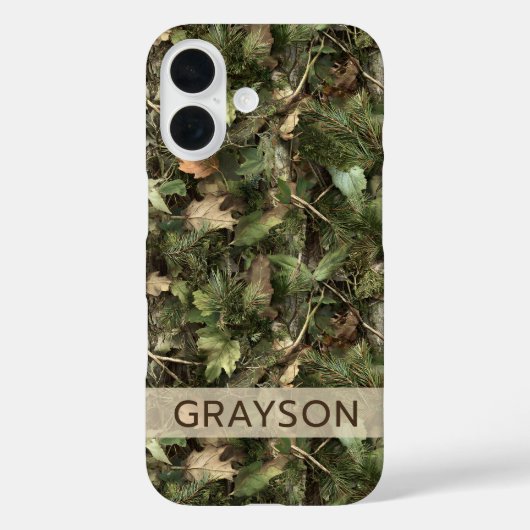 Pine and Leaves Camouflage Personalized Case-Mate iPhone Case (Achterkant)