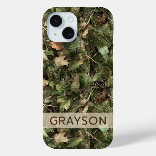 Pine and Leaves Camouflage Personalized Case-Mate iPhone Case (Achterkant)