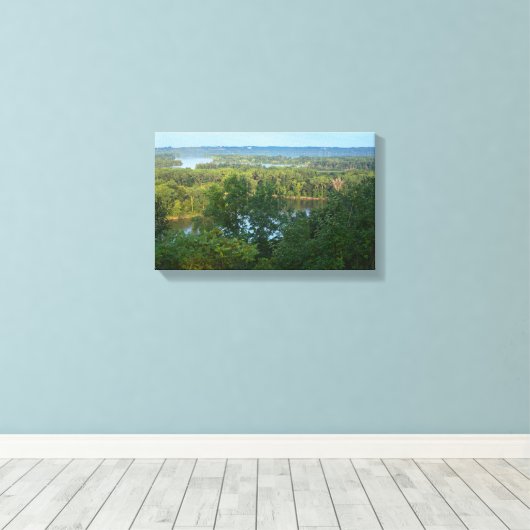 Pine Bend Bluffs over de Mississippi rivier Canvas Afdruk (Insitu (Houten vloer))