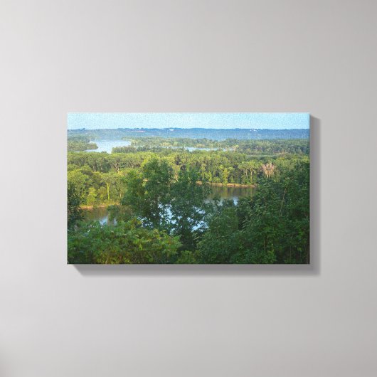 Pine Bend Bluffs uitkijkend over Mississippi River Canvas Afdruk (Voorkant)