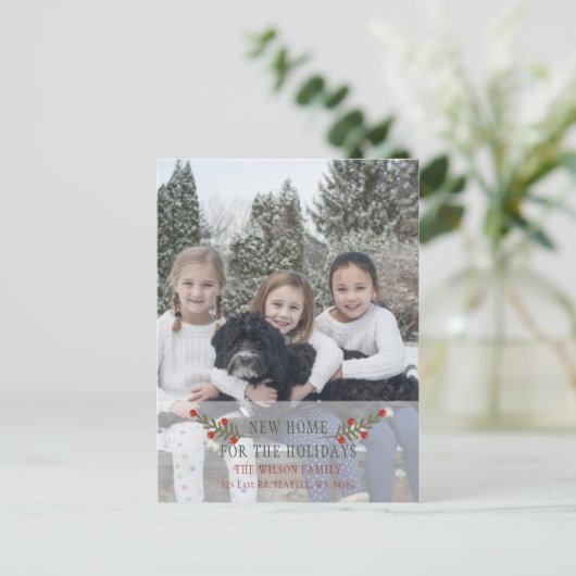 Pine Berries Feestdagen Fotoaankondiging Briefkaart (Staand voorkant)