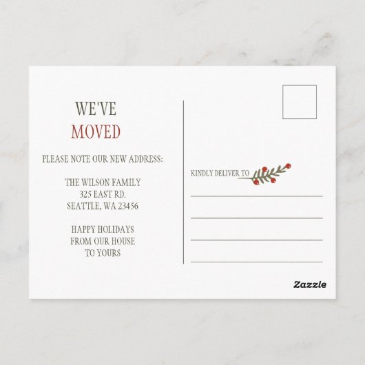 Pine Berries Feestdagen Fotoaankondiging Briefkaart (Achterkant)