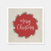 Pine Berries Flowers Merry kerstpapier Servet (Voorkant)