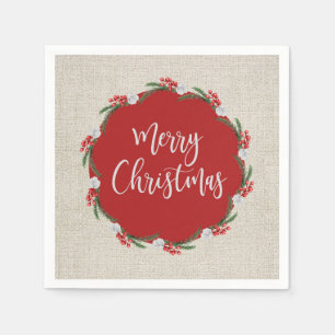 Pine Berries Flowers Merry kerstpapier Servet