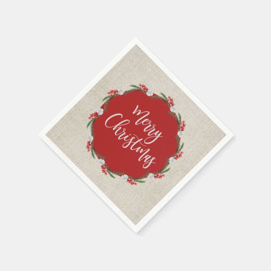 Pine Berries Flowers Merry kerstpapier Servet (Hoek)