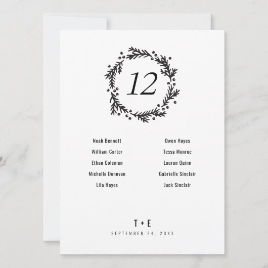 Pine & Berries Krans Tafelnummers & Namen Evenemen (Achterkant)