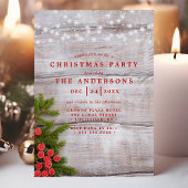 Pine Berries String Lights Wood Kerstfeest Kaart