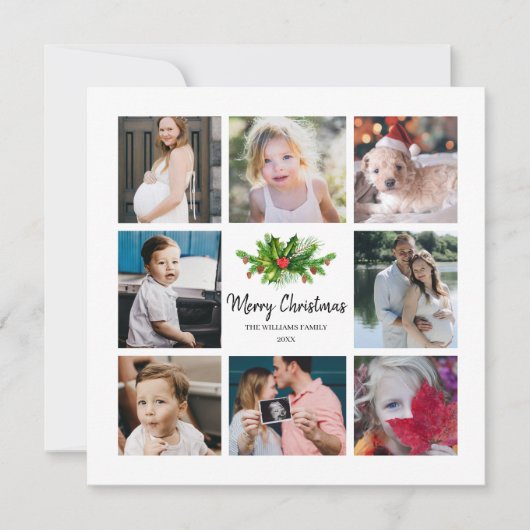 Pine & Berry Jaar in Review 8 Foto Vakantie Kaart (Voorkant)