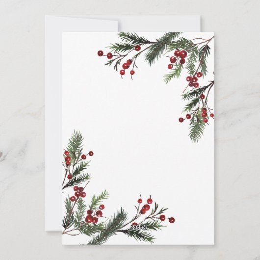 Pine Berry Merry kerstscript Foto Holiday Ca Feestdagenkaart (Achterkant)