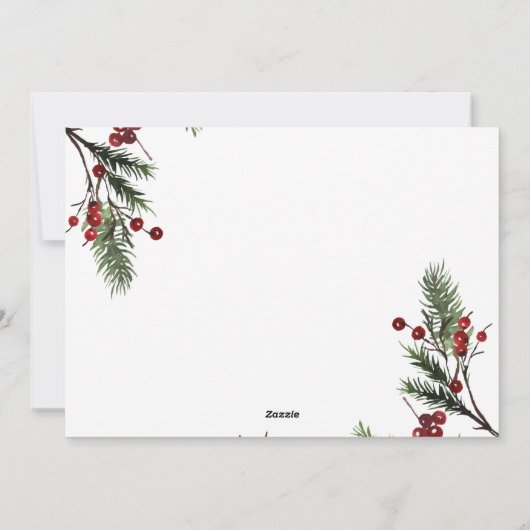 Pine Berry Wreath Merry Kerstscript Foto Hol Feestdagenkaart (Achterkant)