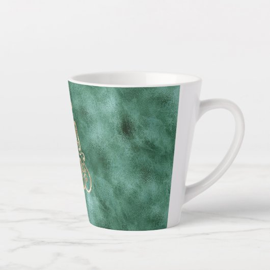 Pine Blauwgroen Green Gold Christmas Latte Mok (Rechts)