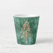 Pine Blauwgroen Green Gold Christmas Latte Mok (Voorkant)