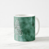Pine Blauwgroen Green Silver Christmas Koffiemok (Voorkant rechts)