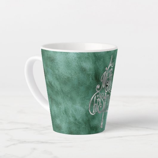 Pine Blauwgroen Green Silver Christmas Latte Mok (Linkerhoek)