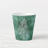 Pine Blauwgroen Green Silver Christmas Latte Mok (Voorkant)