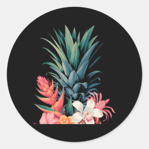Pine Bloemige Bloemen Zomer Vakantie Pines Hawaii Ronde Sticker