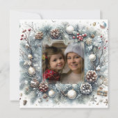 Pine Bloemrijke Kerstversieringen Foto Kerstmis Feestdagenkaart (Voorkant)