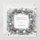 Pine Bloemrijke Kerstversieringen Foto Kerstmis Feestdagenkaart (Achterkant)