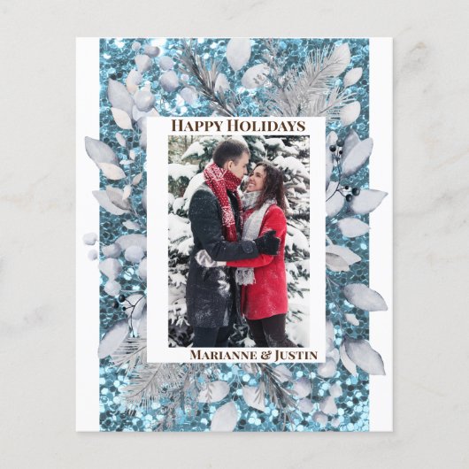 Pine Blue Lijst Photo Template Glitter Budget Flyer (Voorkant)