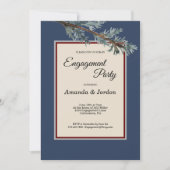 Pine Blue Winter Engagement Party Kaart (Voorkant)