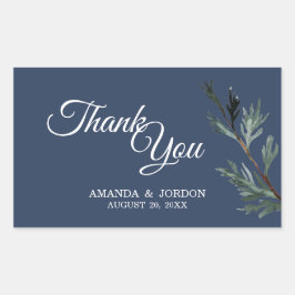 Pine Blue Winter Weddenschap Bedankt Rechthoekige Sticker