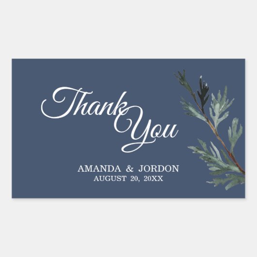 Pine Blue Winter Weddenschap Bedankt Rechthoekige Sticker (Voorkant)