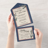 Pine Blue Winter Weddenschap in één uitnodiging (Afscheurbaar)