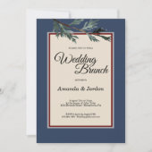 Pine Blue Winter Wedding Brunch Uitnodiging (Voorkant)