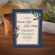 Pine Blue Winter Wedding Invitation