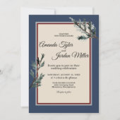 Pine Blue Winter Wedding Invitation Kaart (Voorkant)