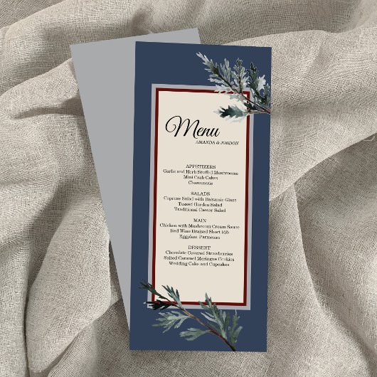 Pine Blue Winter Wedding Menu