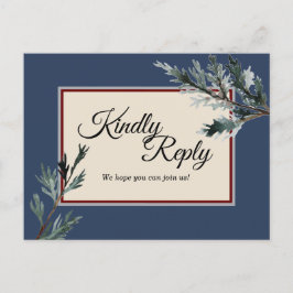 Pine Blue Winter Wedding Response Briefkaart