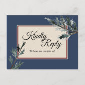 Pine Blue Winter Wedding Response Briefkaart (Voorkant)