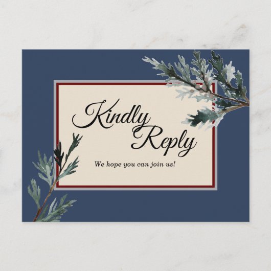 Pine Blue Winter Wedding Response Briefkaart (Voorkant)