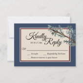 Pine Blue Winter Wedding Response Kaart (Voorkant)