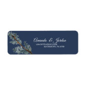 Pine Blue Winter Wedding Return Label (Voorkant)