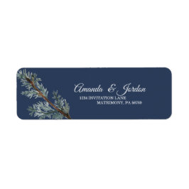 Pine Blue Winter Wedding Return Label