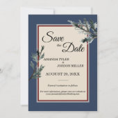 Pine Blue Winter Wedding Save the Date (Voorkant)
