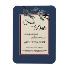 Pine Blue Winter Wedding Save the Date Magnet Magneet