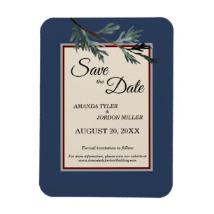 Pine Blue Winter Wedding Save the Date Magnet Magneet