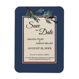 Pine Blue Winter Wedding Save the Date Magnet Magneet