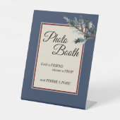 Pine Blue Winter Weduwschap Foto Booth Pedestal Si Reclamebord Met Voetstuk (Voorkant)